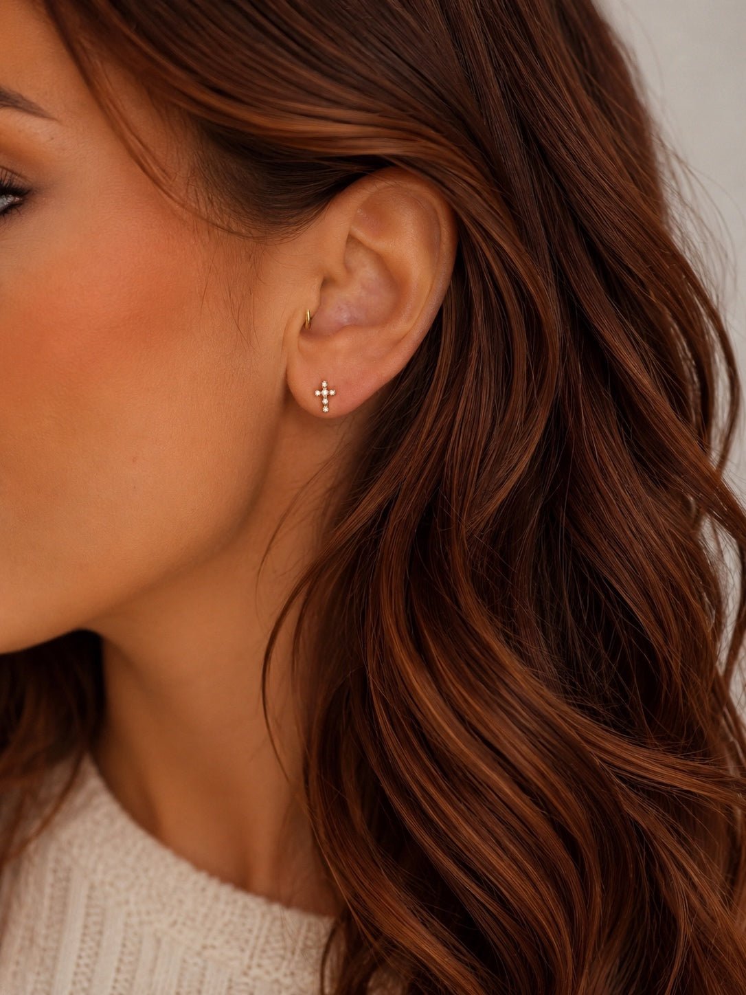 Mini Gold Zirconia Cross Screwbacks - Cherry On Top Jewelry Co.