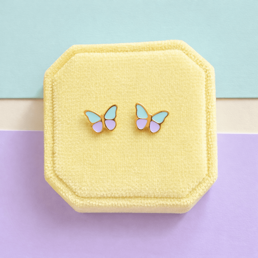 Purple & Aqua Butterfly Screwbacks - Cherry On Top Jewelry Co.