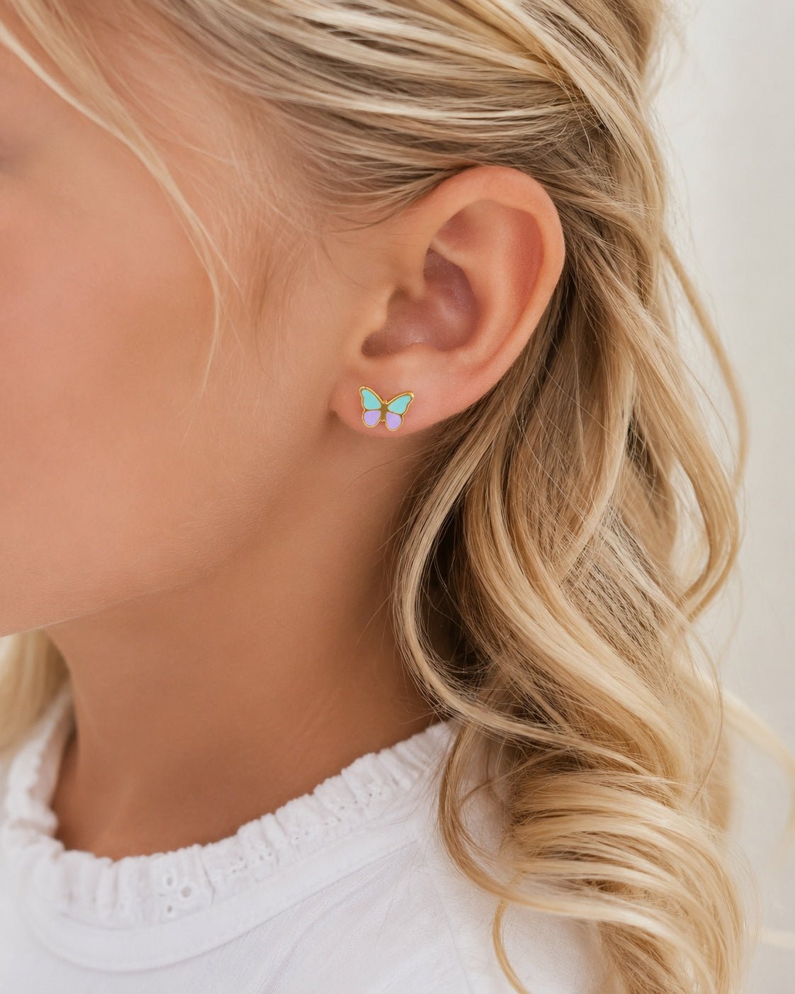 Purple & Aqua Butterfly Screwbacks - Cherry On Top Jewelry Co.