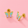Purple & Aqua Butterfly Screwbacks - Cherry On Top Jewelry Co.