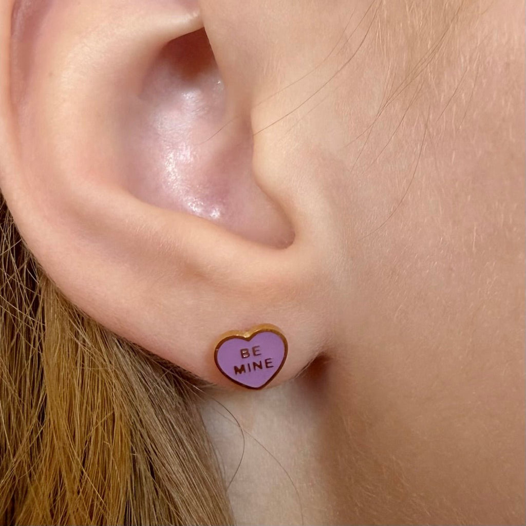 Purple Heart Xoxo & Be Mine Screwbacks - Cherry On Top Jewelry Co.