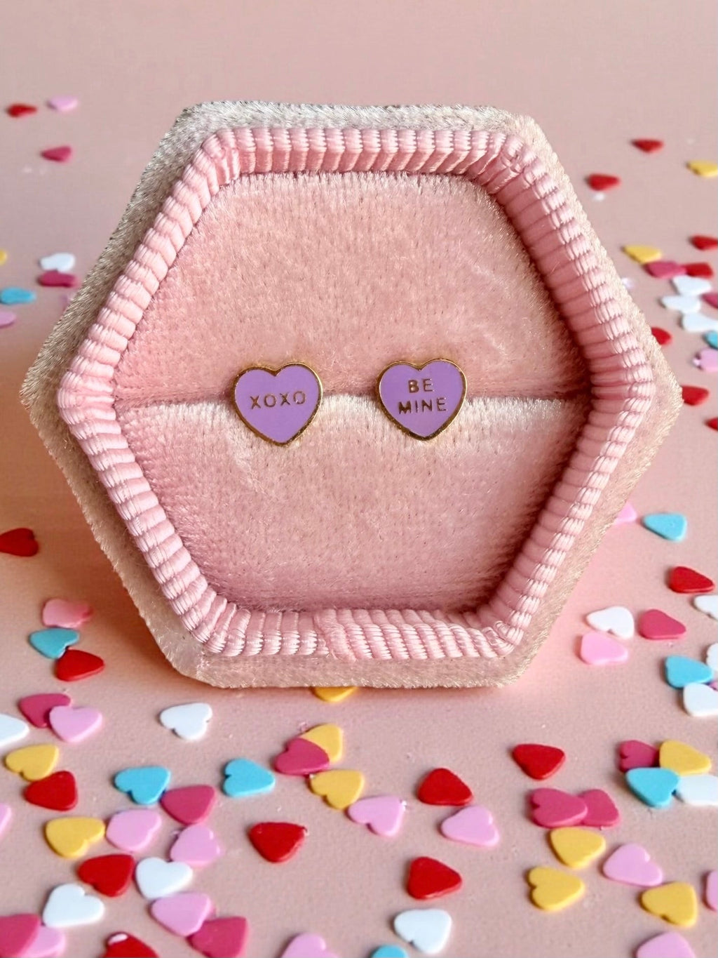 Purple Heart Xoxo & Be Mine Screwbacks - Cherry On Top Jewelry Co.
