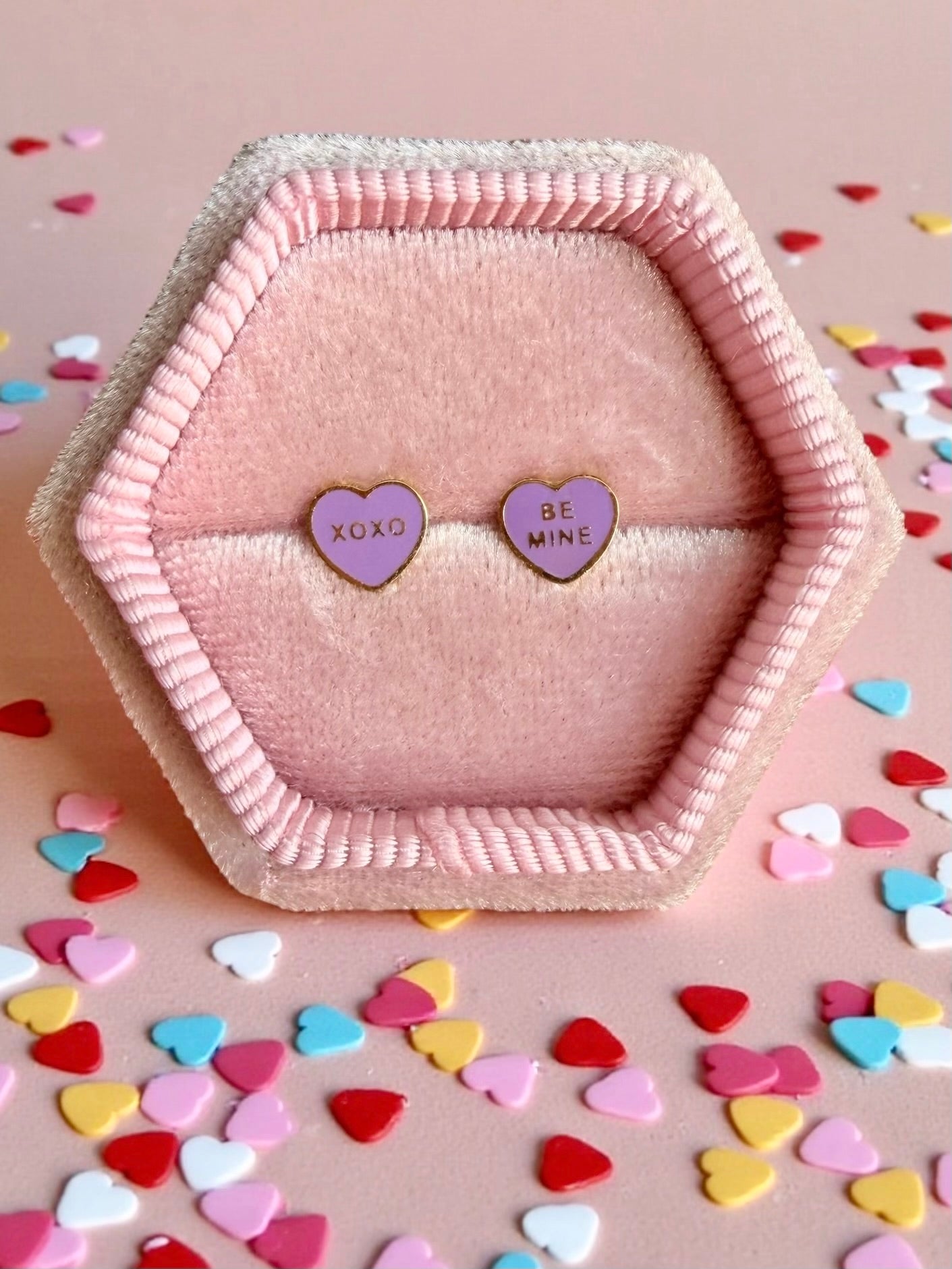 Purple Heart Xoxo & Be Mine Screwbacks - Cherry On Top Jewelry Co.