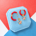 Red Huggie & Interchangeable Flag Star Charm - Cherry On Top Jewelry Co.