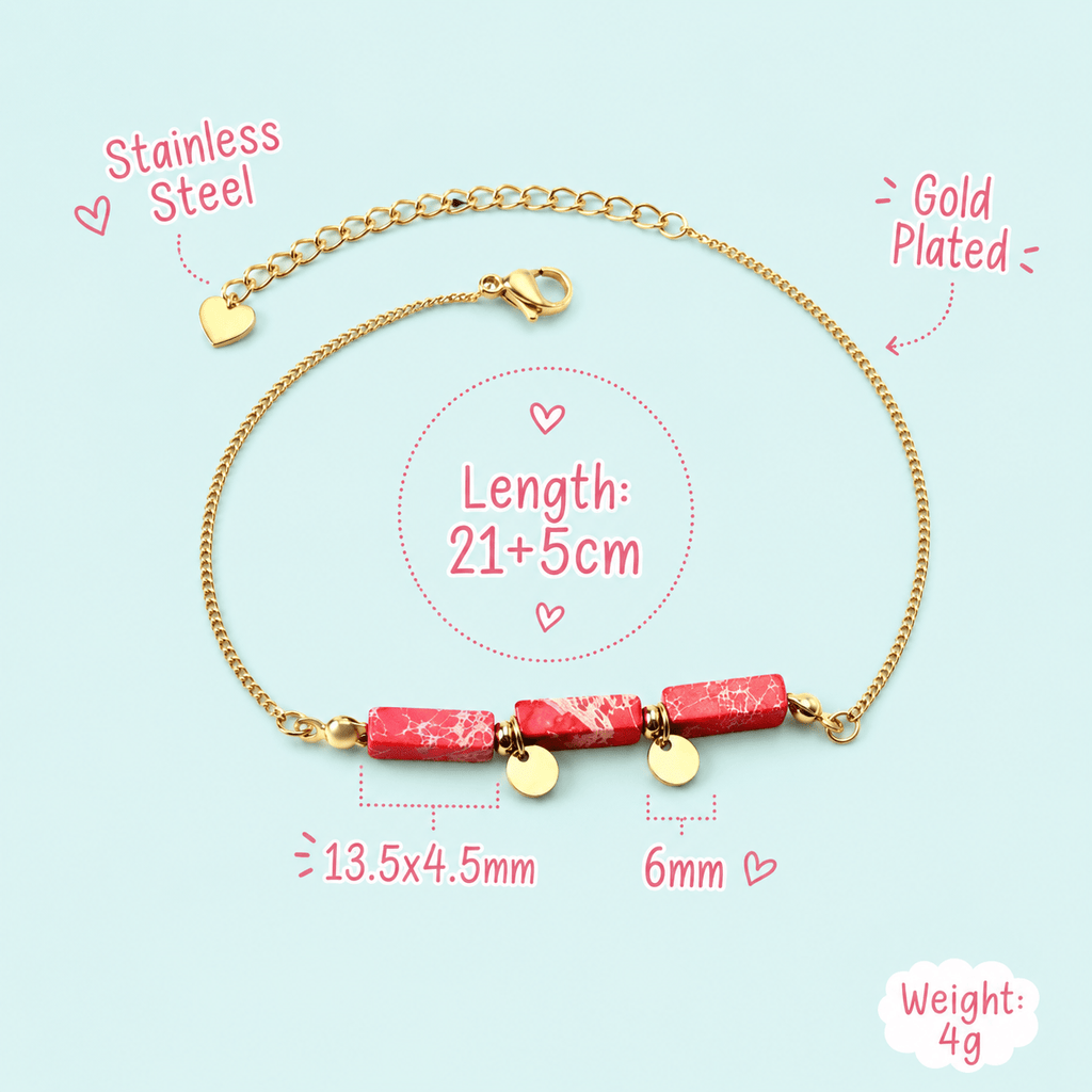 Red Stone Anklet - Cherry On Top Jewelry Co.