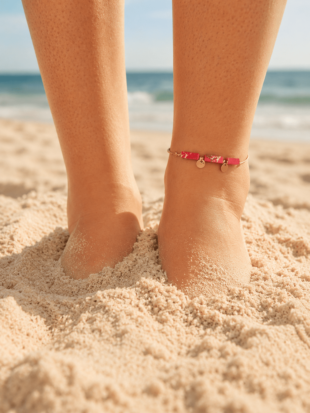 Red Stone Anklet - Cherry On Top Jewelry Co.