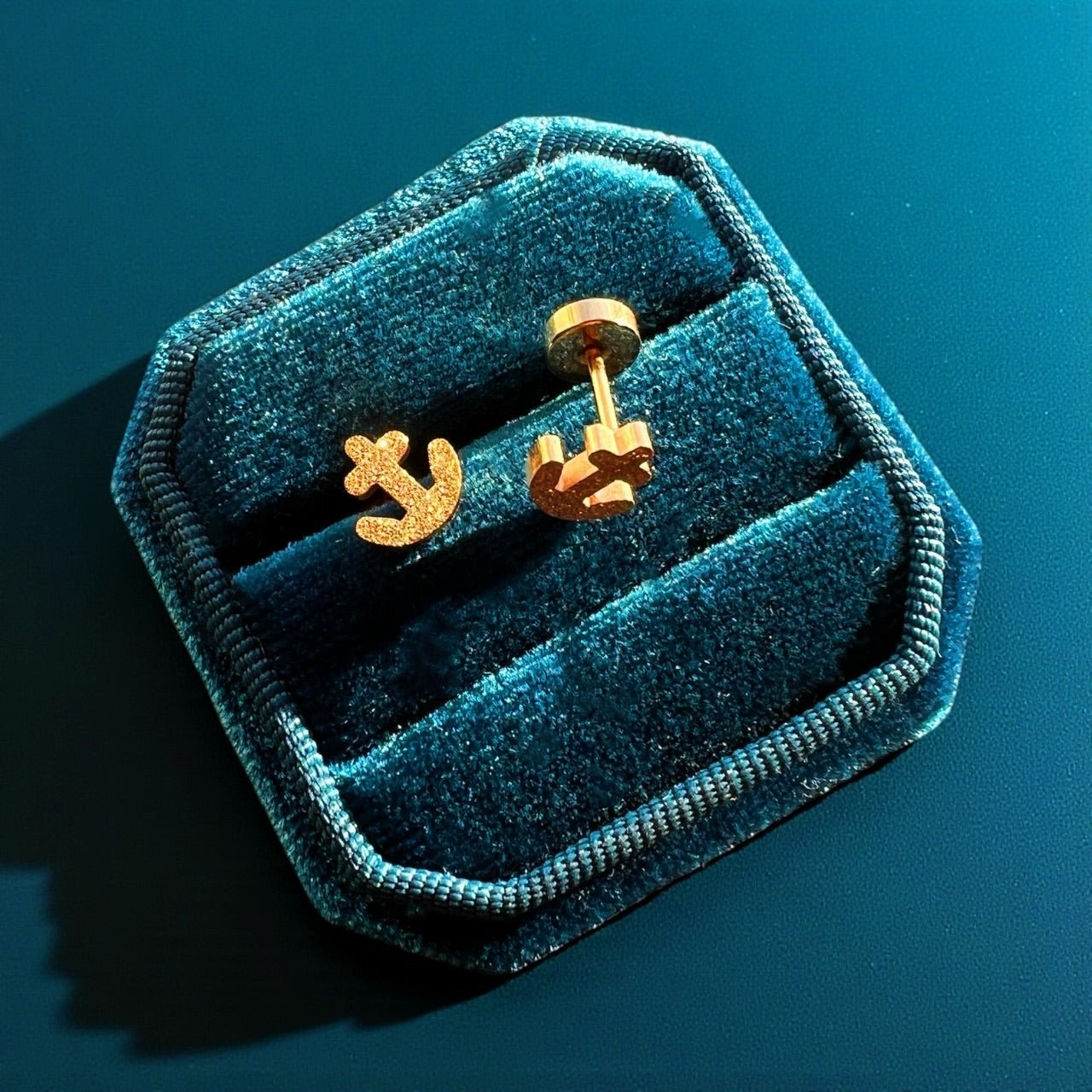 Shimmer Gold Anchor Screwbacks - Cherry On Top Jewelry Co. - Screwback