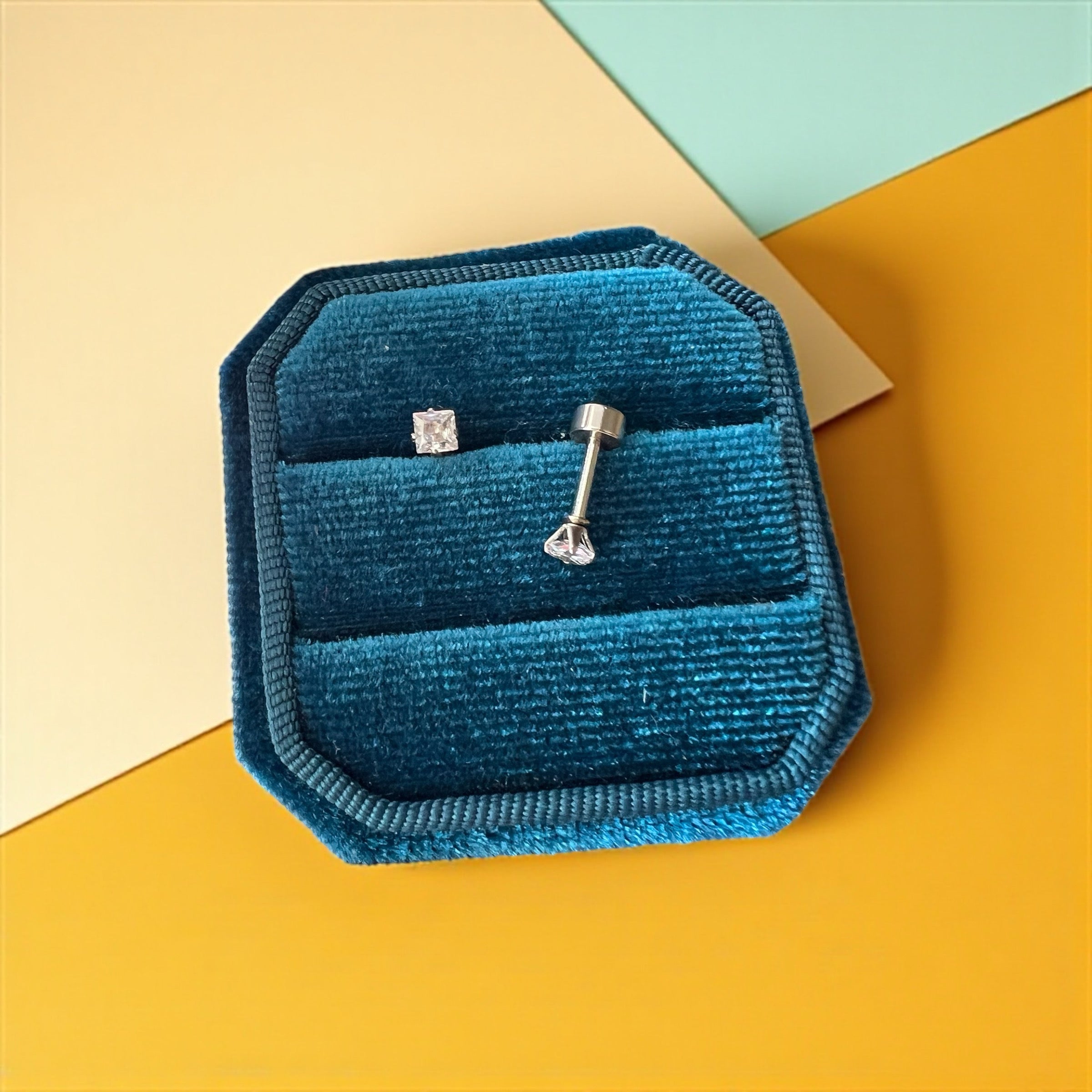 Silver Cubic Diamond Screwbacks - Cherry On Top Jewelry Co.