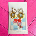 Silver Huggie & Gold Circular Charm - Cherry On Top Jewelry Co.
