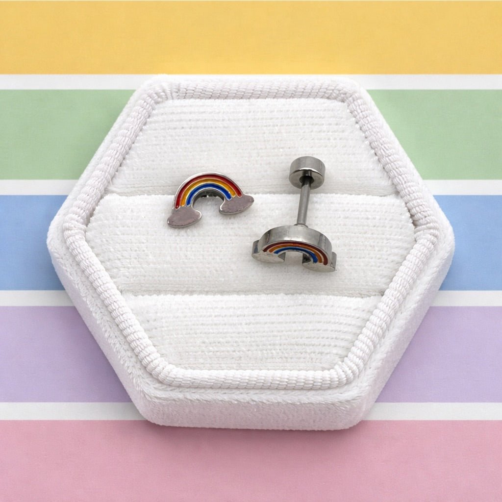 Silver Rainbow Screwbacks - Cherry On Top Jewelry Co.