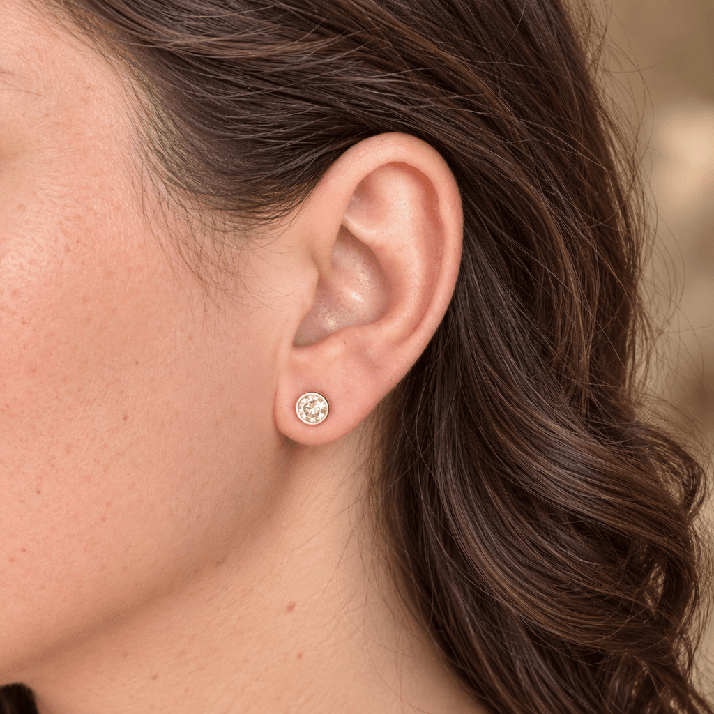 Silver Round Cubic Zirconia Screwbacks - Cherry On Top Jewelry Co.