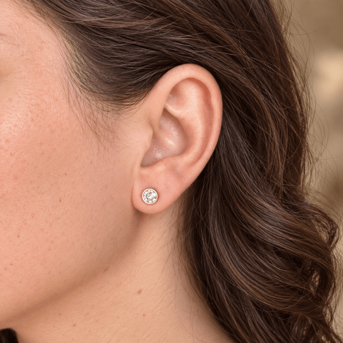 Silver Round Cubic Zirconia Screwbacks - Cherry On Top Jewelry Co.