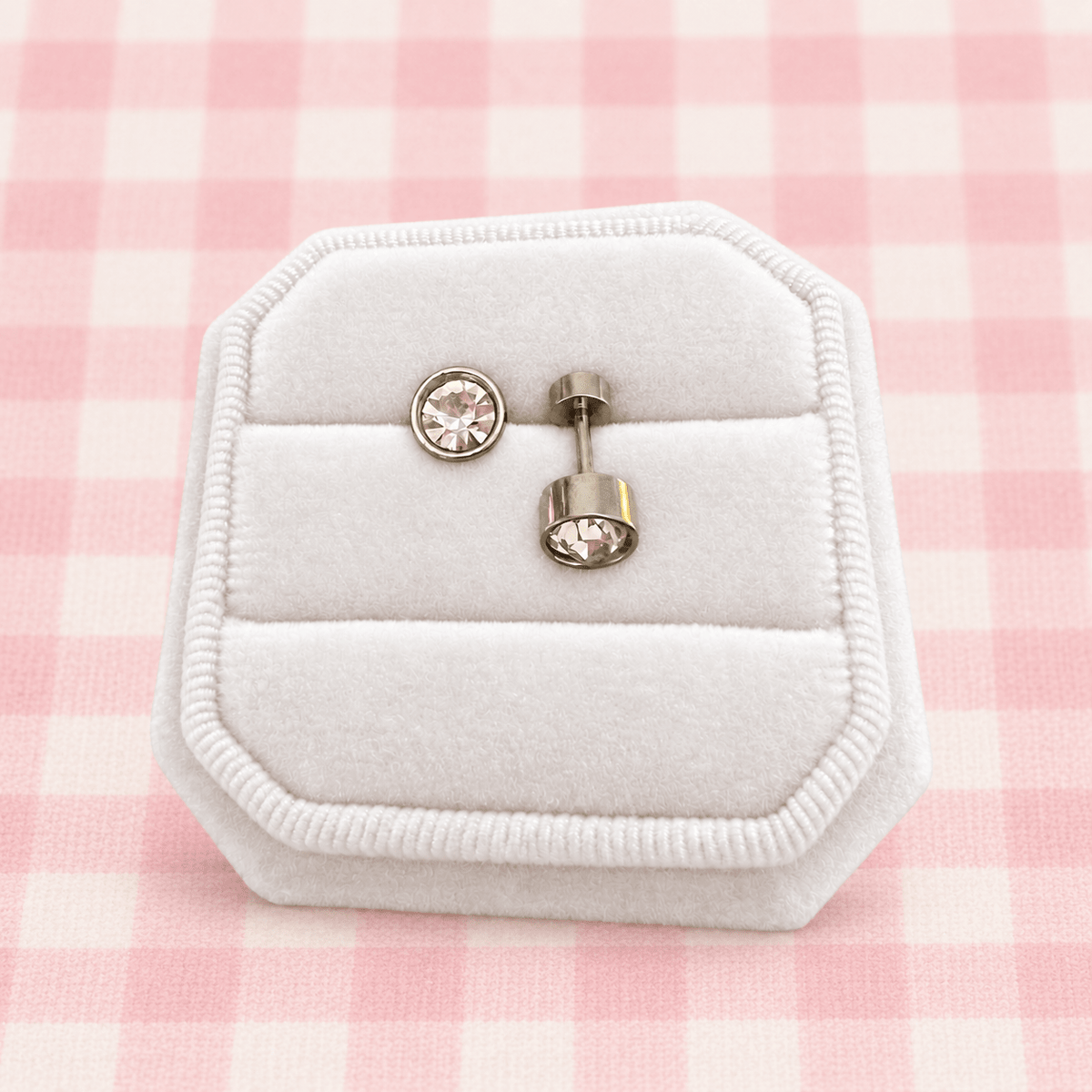 Silver Round Cubic Zirconia Screwbacks - Cherry On Top Jewelry Co.