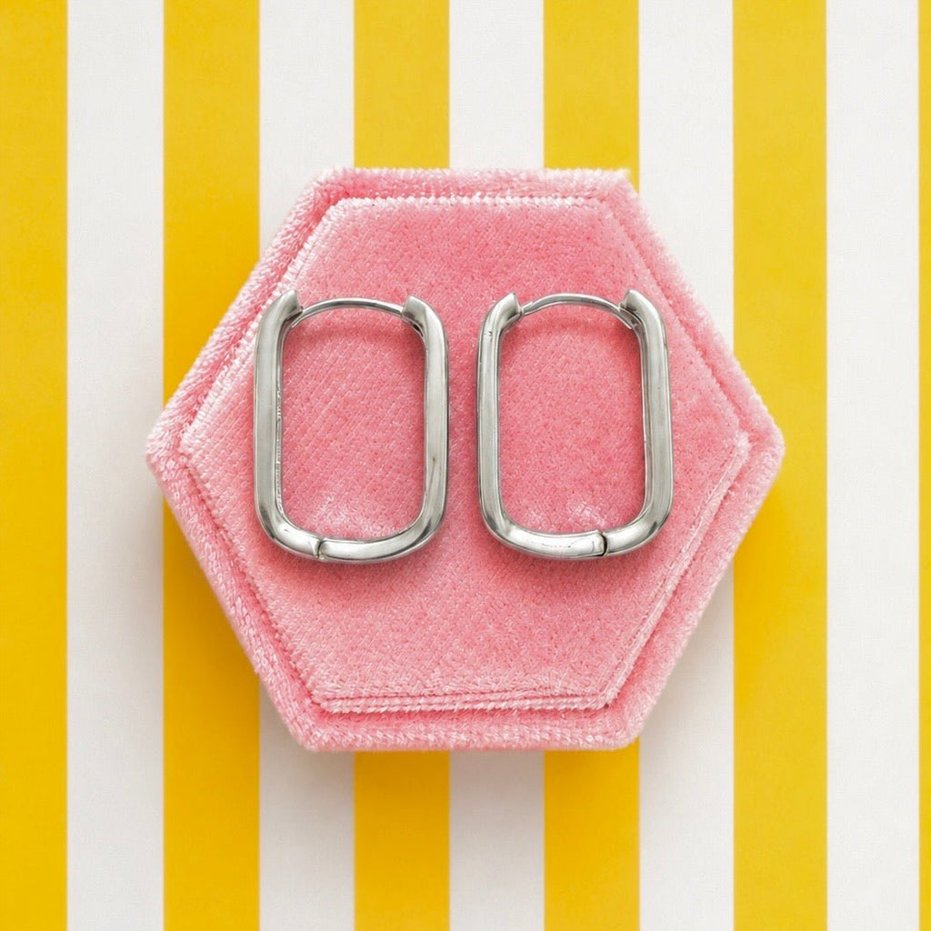 Steel Rectangular Huggies - Cherry On Top Jewelry Co.