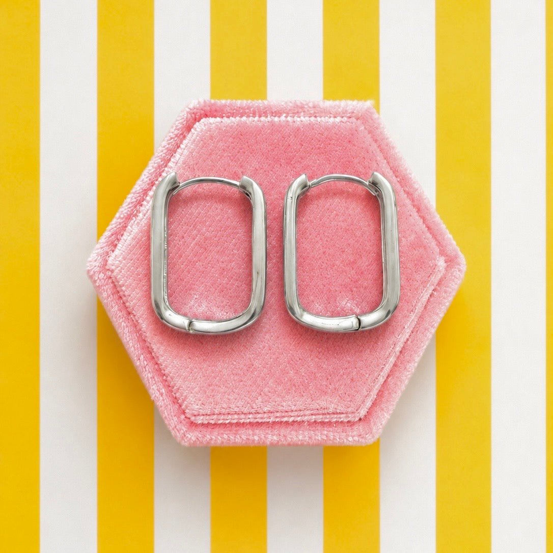 Steel Rectangular Huggies - Cherry On Top Jewelry Co.