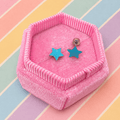 Steel Sky Blue Star Screwbacks - Cherry On Top Jewelry Co.