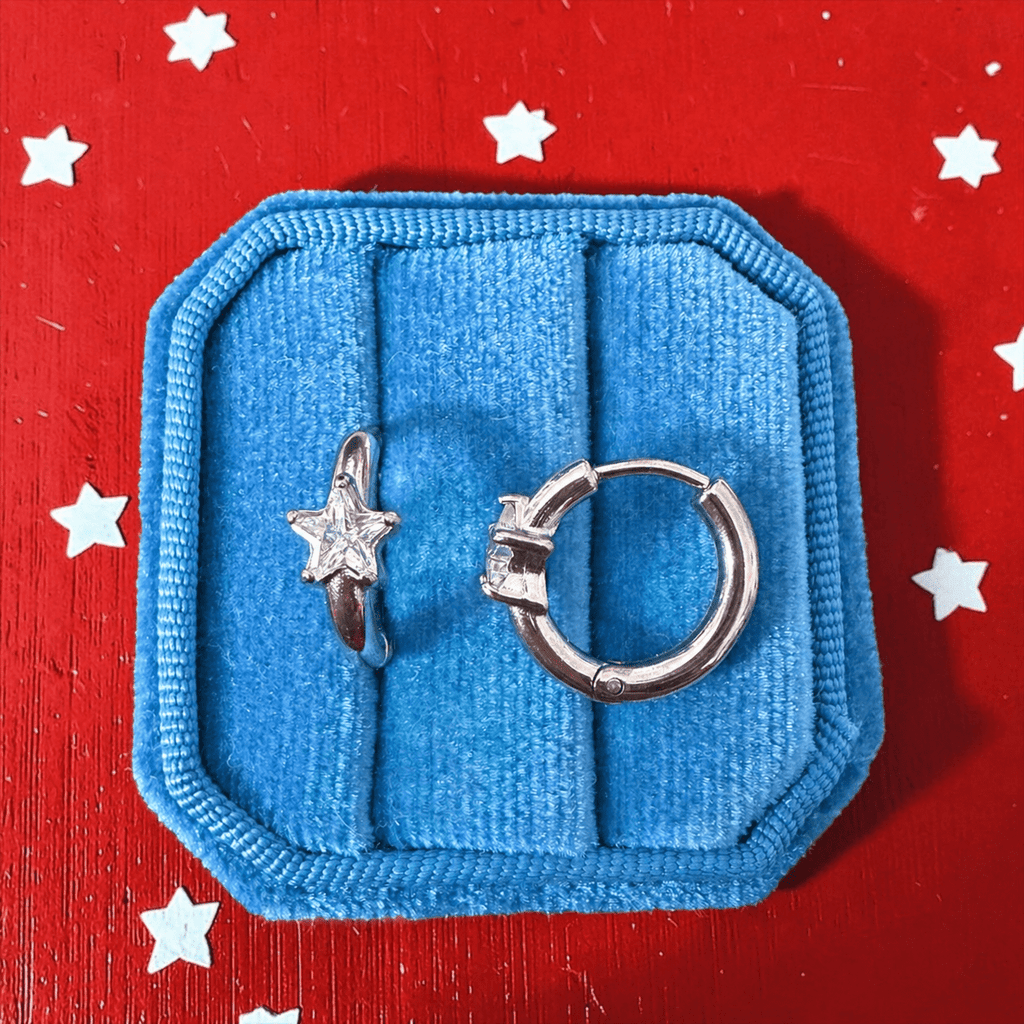 Steel Star Huggies - Cherry On Top Jewelry Co.