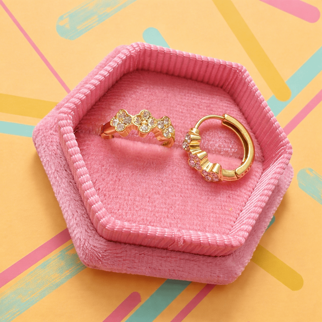 Three Flower Shaped Zirconia Huggies - Cherry On Top Jewelry Co.